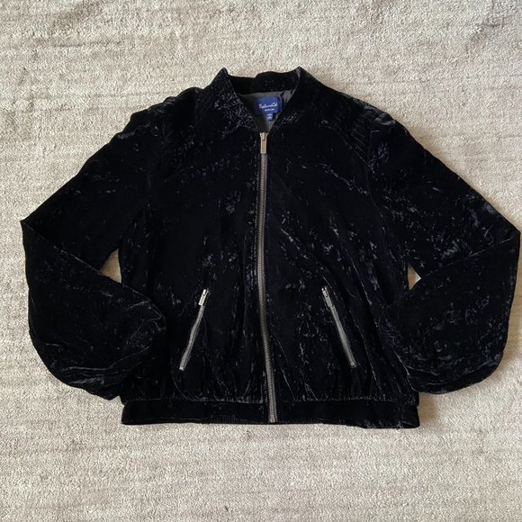 Splendid Black Velvet Bomber Jacket - Picture 3 of 12